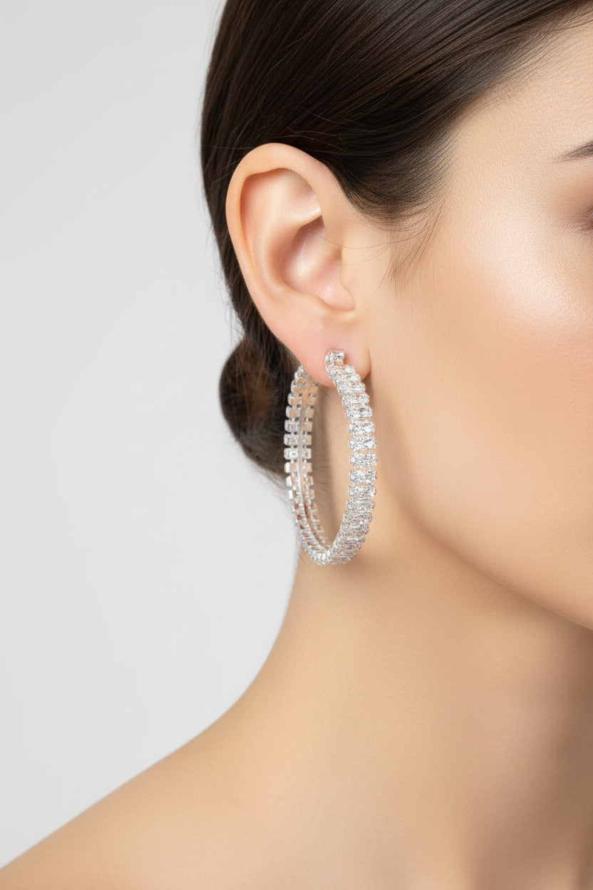 Multi Crystal Hoop Earrings