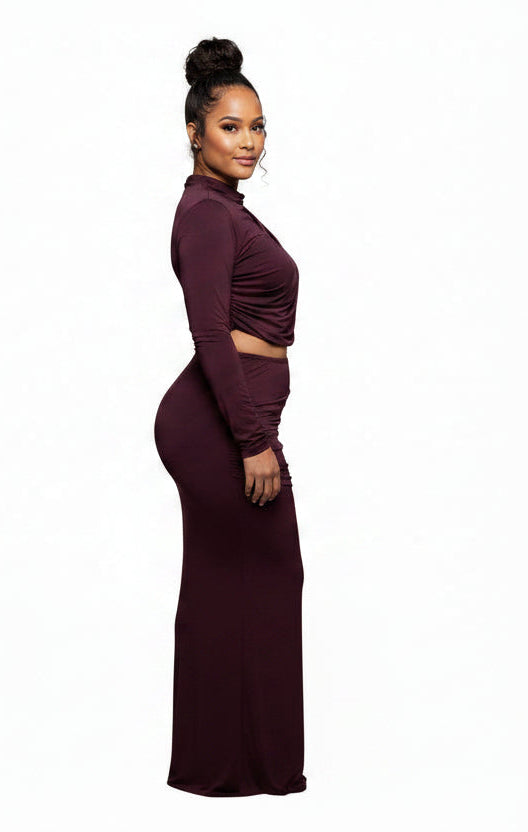 Red Velvet Drip Skirt Set
