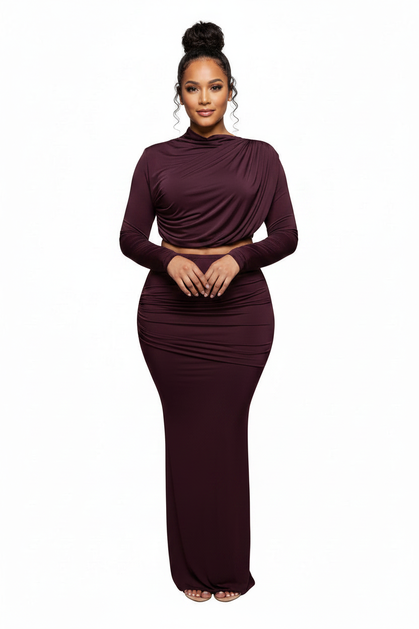 Red Velvet Drip Skirt Set